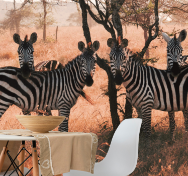 Tapisserie murale animaux zèbres dans la nature - TenStickers