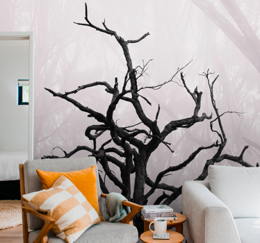 Tapisserie murale arbre silhouette de branches détaillées - TenStickers