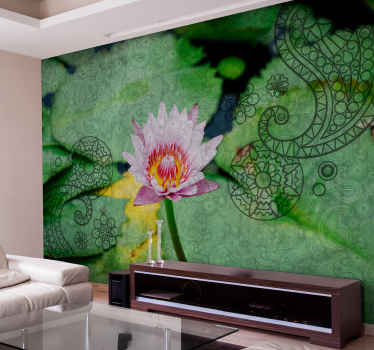 Tapisserie murale coquelicots élégance de lotus - TenStickers