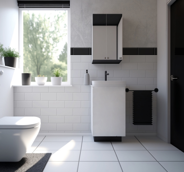 Tapisserie murale effet carrelage blanc - TenStickers