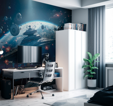 Tapisserie murale espace et vaisseau spatial - TenStickers