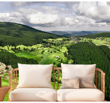 Tapisserie murale paysage collines verdoyantes - TenStickers