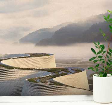 Tapisserie murale paysage forme architecturale courbée - TenStickers