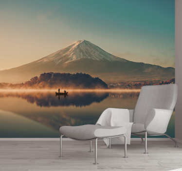 Tapisserie murale paysage reflet du mont fuji - TenStickers