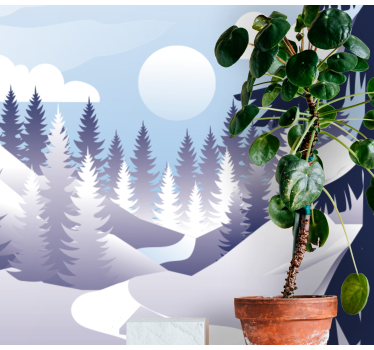 Tapisserie murale paysage scène de forêt d'hiver - TenStickers