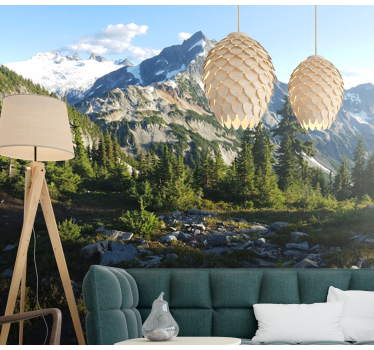 Tapisserie murale paysage vue sur forêt montagneuse - TenStickers