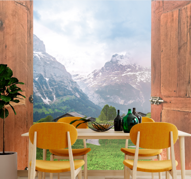 Tapisserie murale paysage vue sur les montagnes - TenStickers