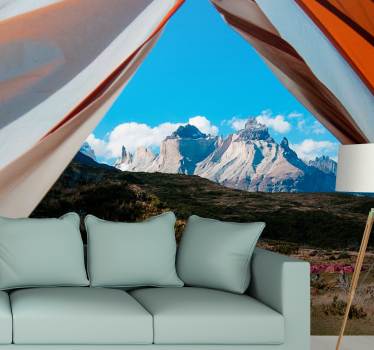 Tapisserie murale paysage vue sur montagne - TenStickers