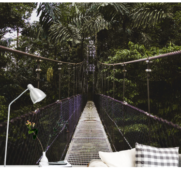 Tapisserie nature aventure sur le pont suspendu - TenStickers