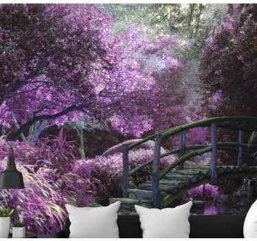 Tapisserie nature paysage de pont serein - TenStickers