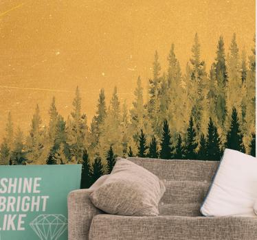 Tapisserie nature silhouette de pin - TenStickers