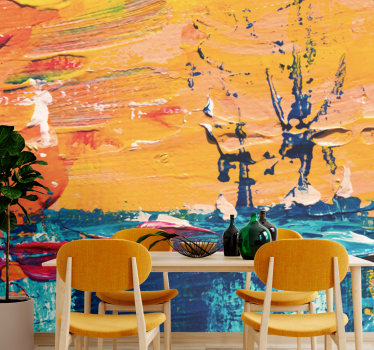 Tapisserie salon Peinture abstraite orange art urbain - TenStickers