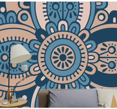Tapisserie textures et motifs motif mandala floral - TenStickers