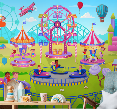 Tapisserie vintage plaisir de parc d'attractions - TenStickers