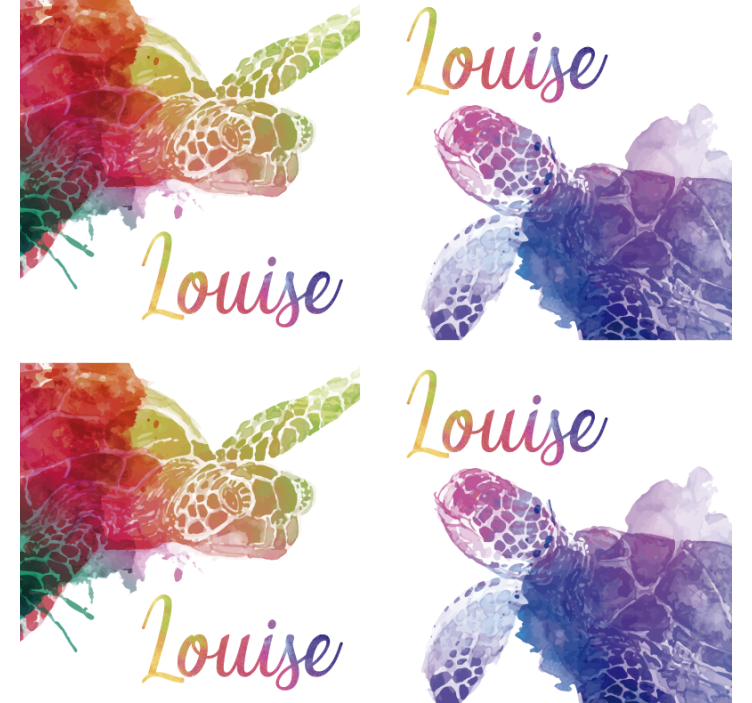 Dessous de verre tortue colorée avec nom - TenStickers