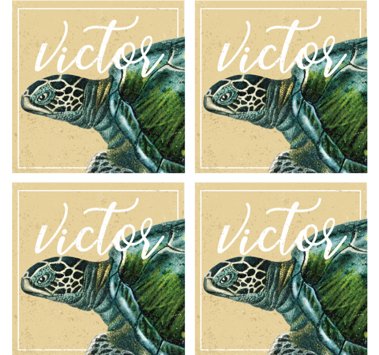 Sous verre personnalisable illustration de tortue avec nom - TenStickers