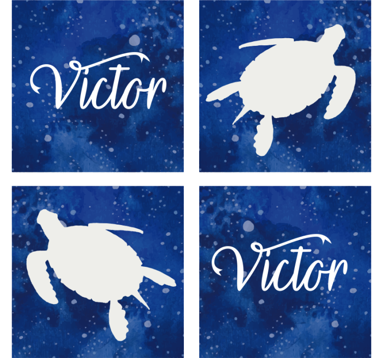 Sous verre personnalisable silhouette de tortue bleue - TenStickers