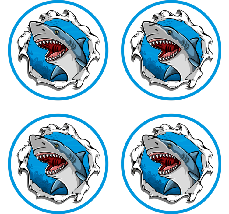 Sous verre geek illustration de requin en colère - TenStickers
