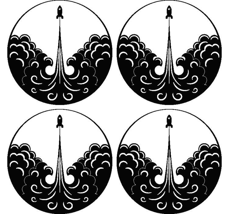 Dessous de verre Fusée noir et blanc - TenStickers