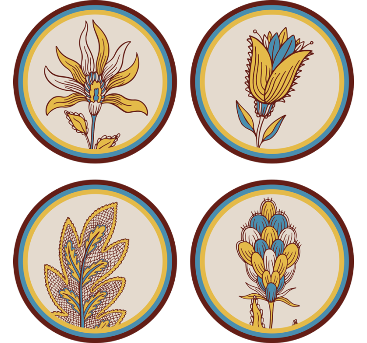 Dessous de verre rond Fleurs paisley - TenStickers