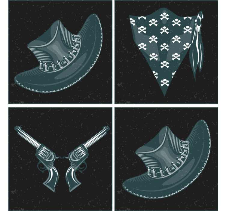 Sous verre geek revolvers croisés et bandana - TenStickers