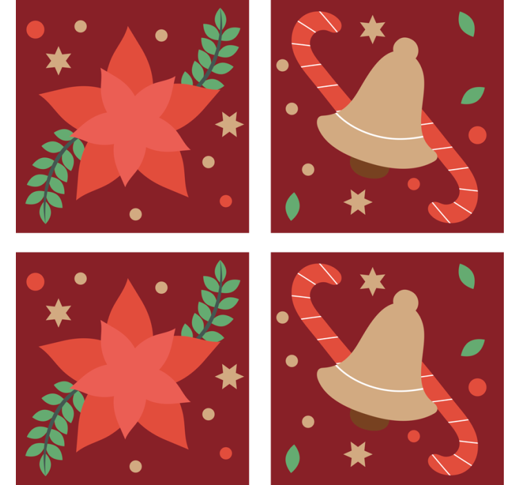 Sous verre noël motif poinsettia et cloche - TenStickers