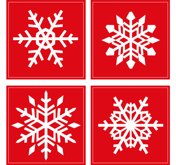 dessous de verre noel Flocons de neige rouges - TenStickers
