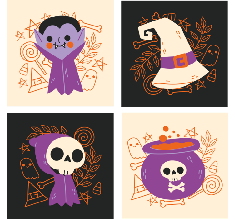 Mignons monstres d'halloween dessous de verre - TenStickers