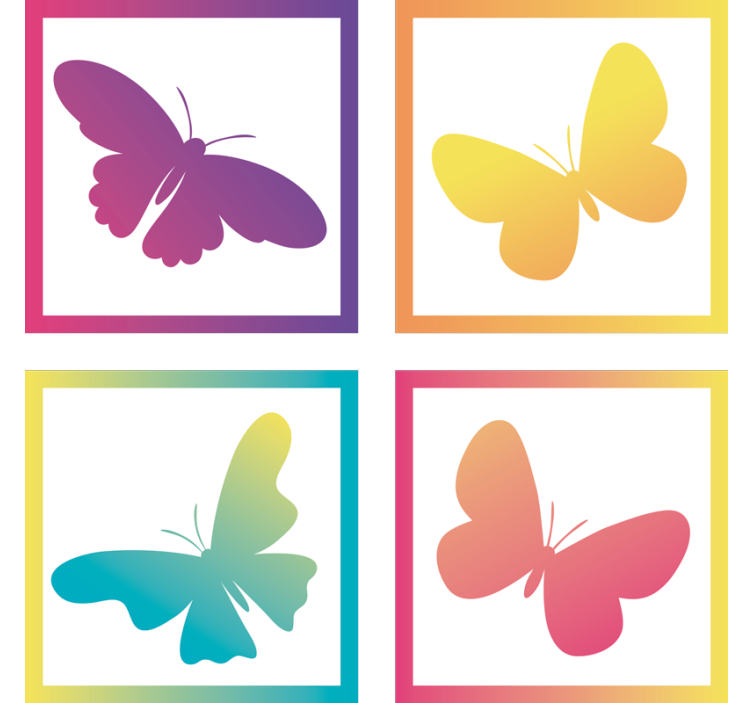 Sous verre moderne silhouettes de papillons colorés - TenStickers