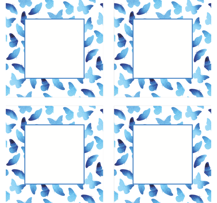 Sous verre personnalisable motif papillon cadres bleus - TenStickers