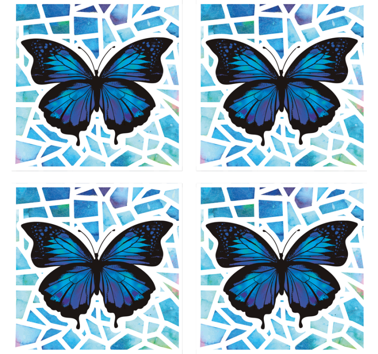 Sous verre geek art mosaïque papillon - TenStickers