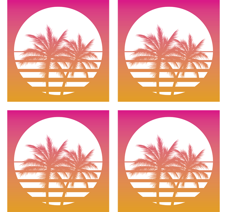 Sous verre geek silhouette de coucher de soleil tropical - TenStickers