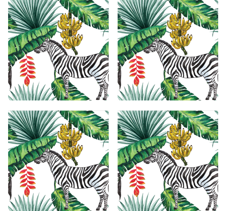Sous verre geek zebra et feuillage tropical - TenStickers