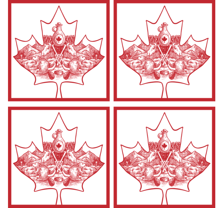 dessous de verre motif Feuille avec les symboles du canada - TenStickers