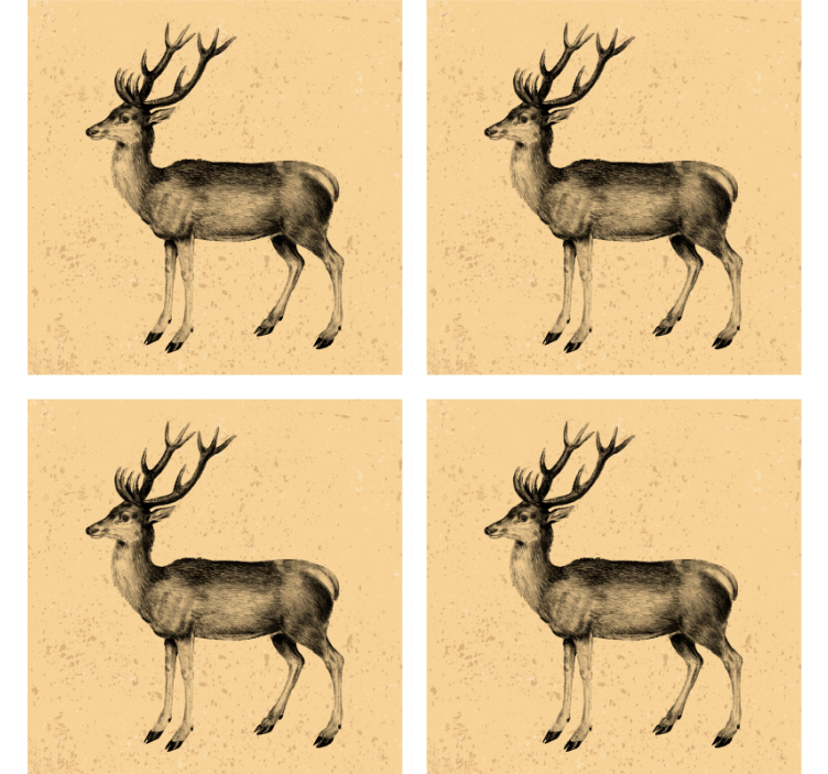 Sous verre bière illustration cerf vintage - TenStickers