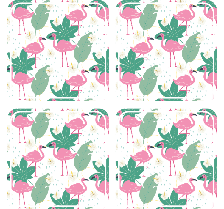 Dessous de verre Flamants roses et feuilles - TenStickers