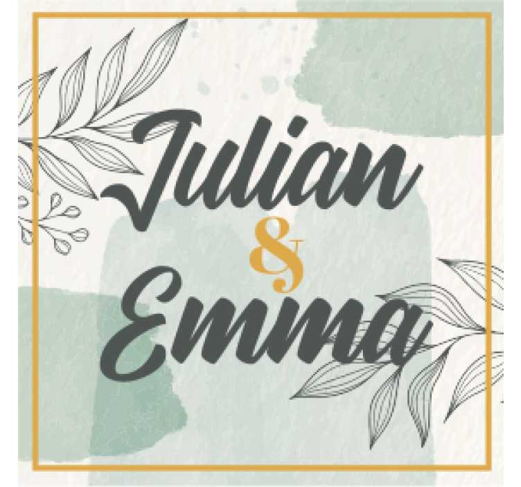 dessous de verre mariage Feuilles avec des noms - TenStickers