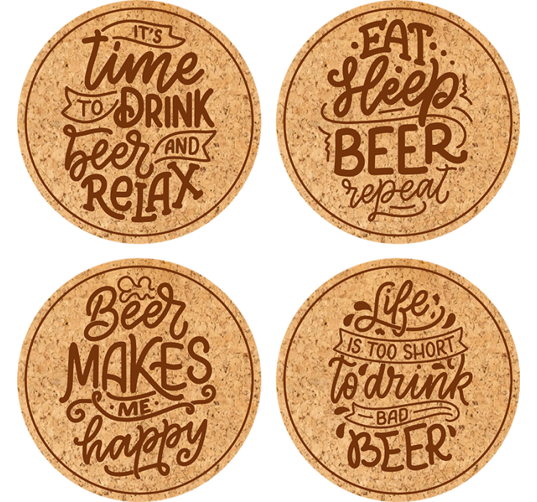 dessous de verre citation Différents textes de bière - TenStickers