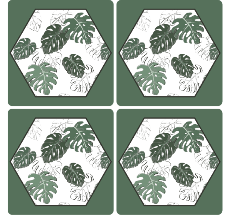Sous verre motif de feuilles hexagonal - TenStickers