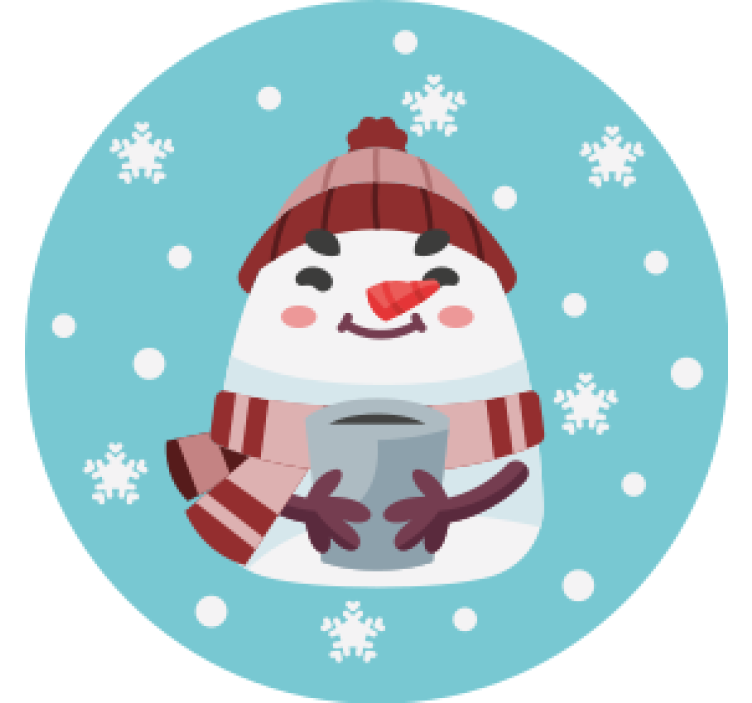 Sous verre noël bonhomme de neige avec tasse - TenStickers
