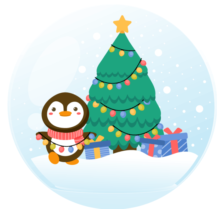 dessous de verre noel Pingouins et arbre de noël - TenStickers