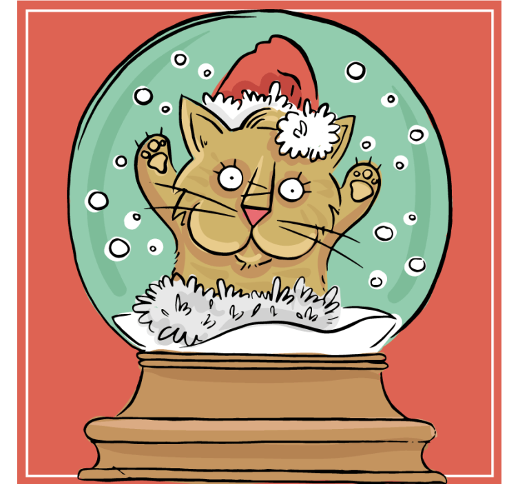 Sous verre noël boule à neige chat festif - TenStickers