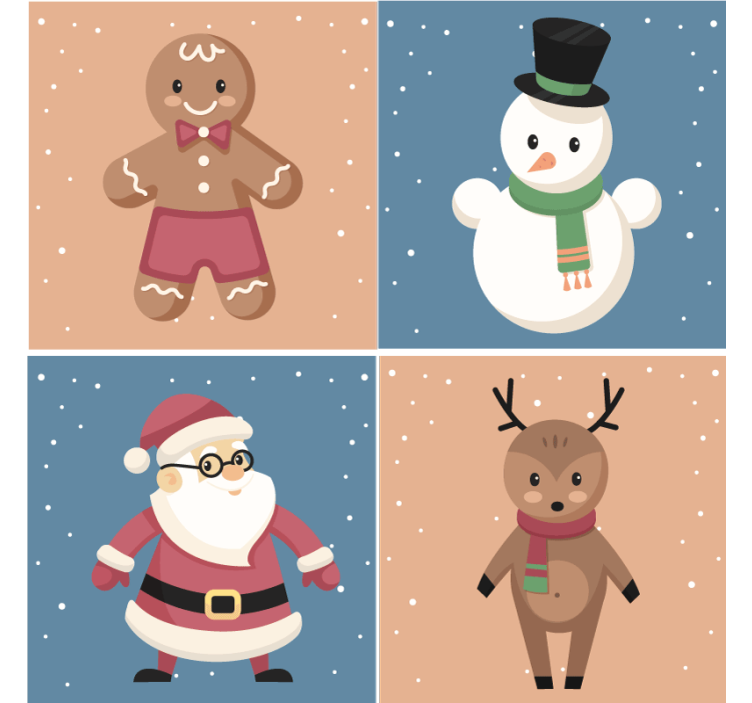 Sous verre noël figurines en pain d'épice festives - TenStickers