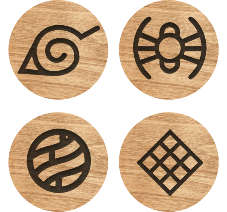Sous verre geek cercles en bois symboliques - TenStickers