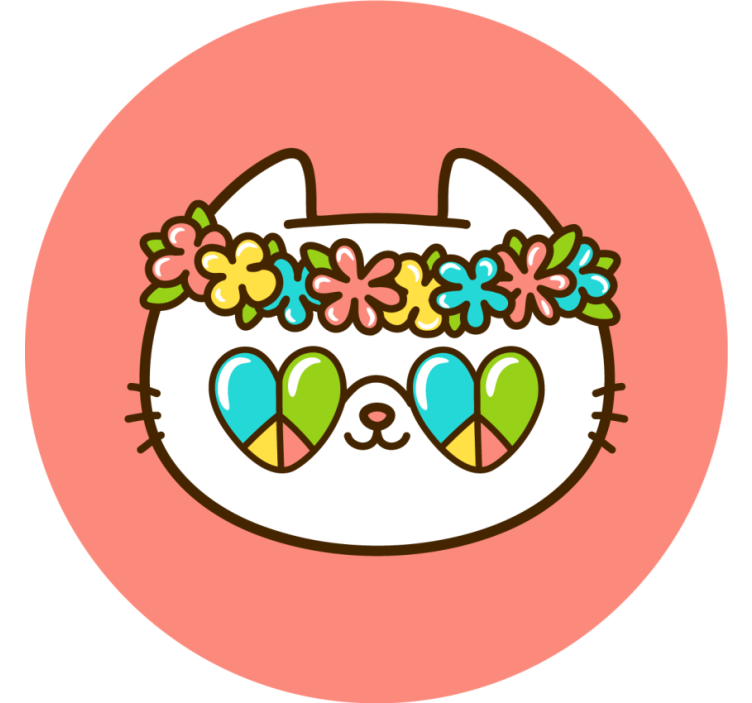 Sous verre geek couronne de fleurs chat - TenStickers