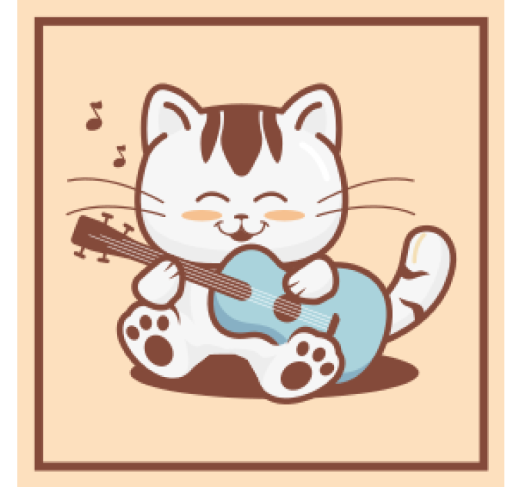 Sous verre geek chat joueur avec guitare - TenStickers