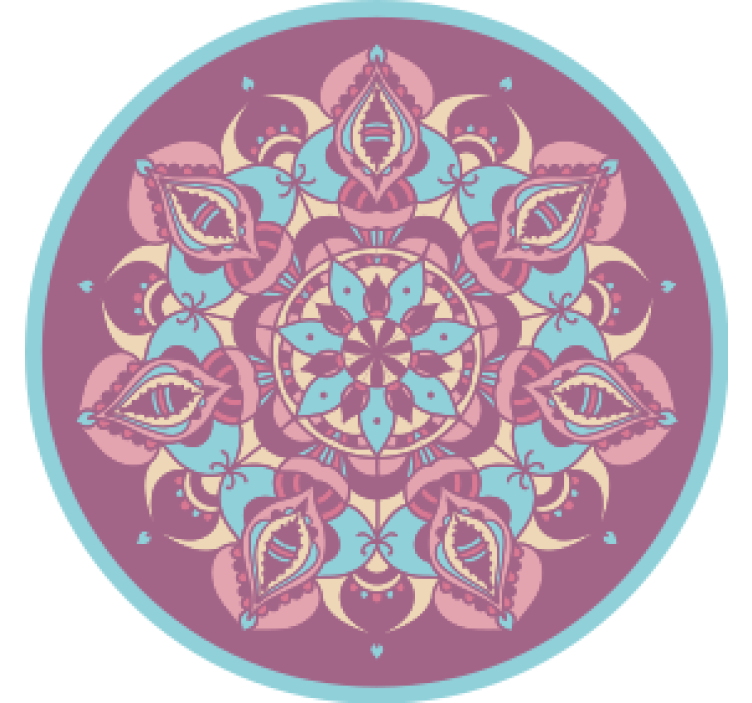 Dessous de verre vintage Mandala bleu violet rose - TenStickers