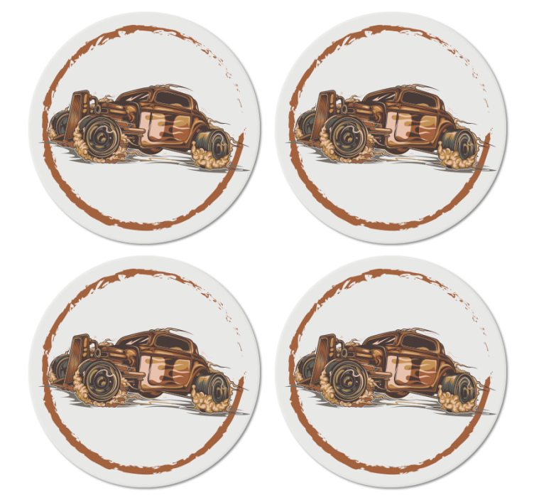 Sous verre vintage illustration de voiture de course - TenStickers