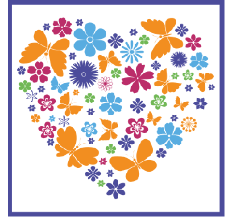 Sous verre moderne arrangement floral en cœur - TenStickers