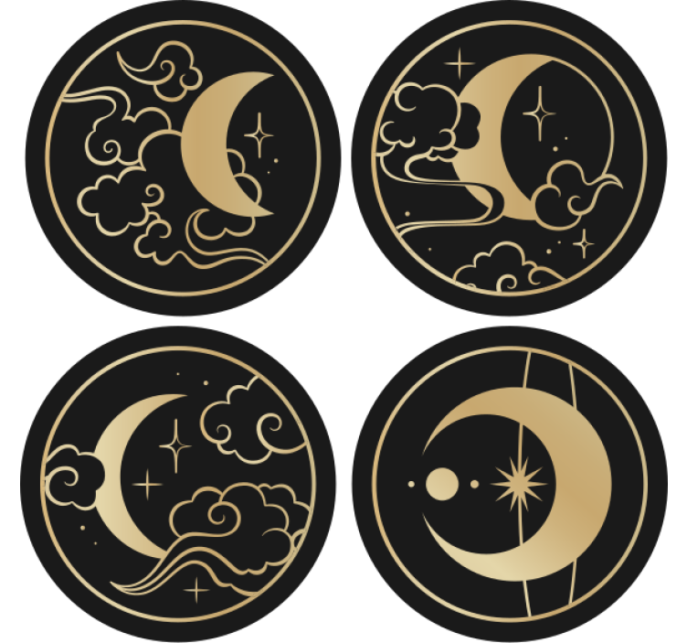 Dessous de verre vintage Cercles de lune japonais - TenStickers